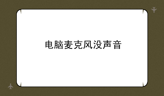 电脑麦克风没声音