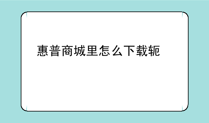 惠普商城里怎么下载软件管家