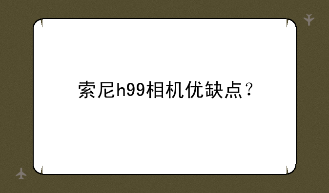 索尼h99相机优缺点？