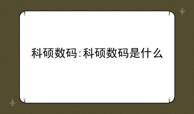 科硕数码:科硕数码是什么