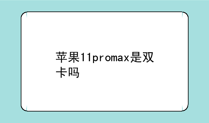 苹果11promax是双卡吗